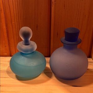 Frosted Glass Decorative Perfume Bottles - set of 2!